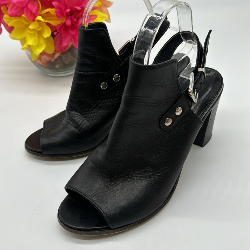 Piampiani Black Peep Toe Sandal Heel EU Size 39 BSN6122